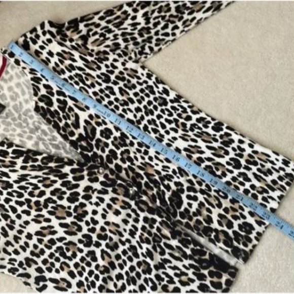 Leopard Print Button-Front Cardigan - Picture 7 of 12